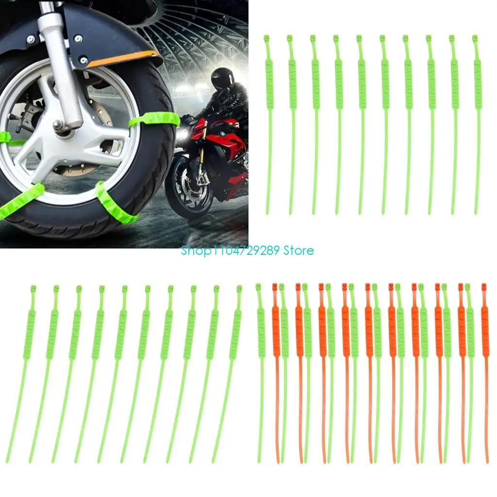 

D8KE 10pcs Snow Chains for Motorcycles Scooter Electric Bike Emergency Tire Wheel Cable Snow Tire Chains Anti Skid Cable Tie