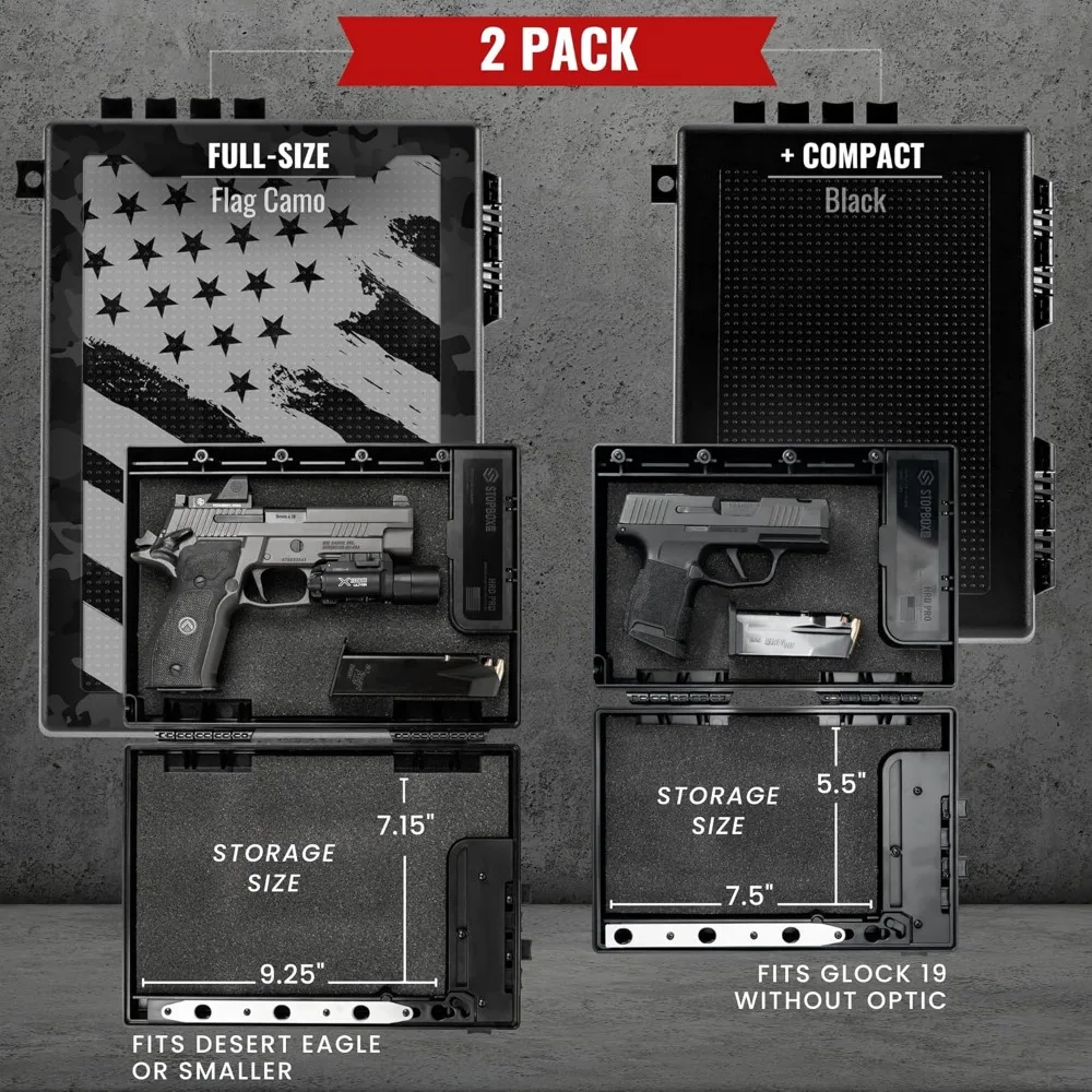 STOPBOX Gun Safe Alternative - Tactical Handgun Storage, Instant Access Portable Gun Case, TSA Compliant Gun Lock Box for Quick
