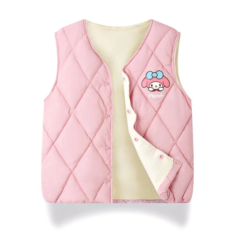 My Melody Cartoon Children's Cotton Vest Autumn and Winter New Style Plus Velvet Warm Vest Inside and Outside The Waistcoat