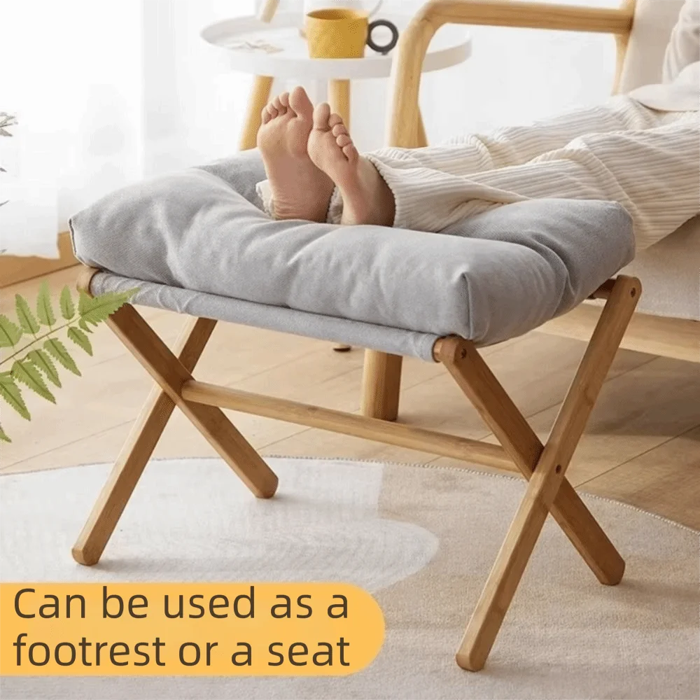 

Складной табурет из массива дерева, компактный дизайн, складной механизм, удобная опора, подушка с хлопковым наполнителем, складной стул