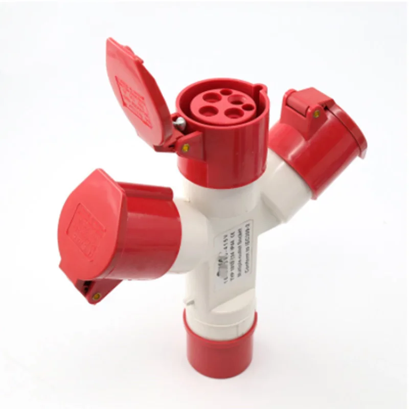 Industrial Waterproof aviation plug connector 4 core AC220V-250V16A/32A red color multifunction is divided into three plugs expl