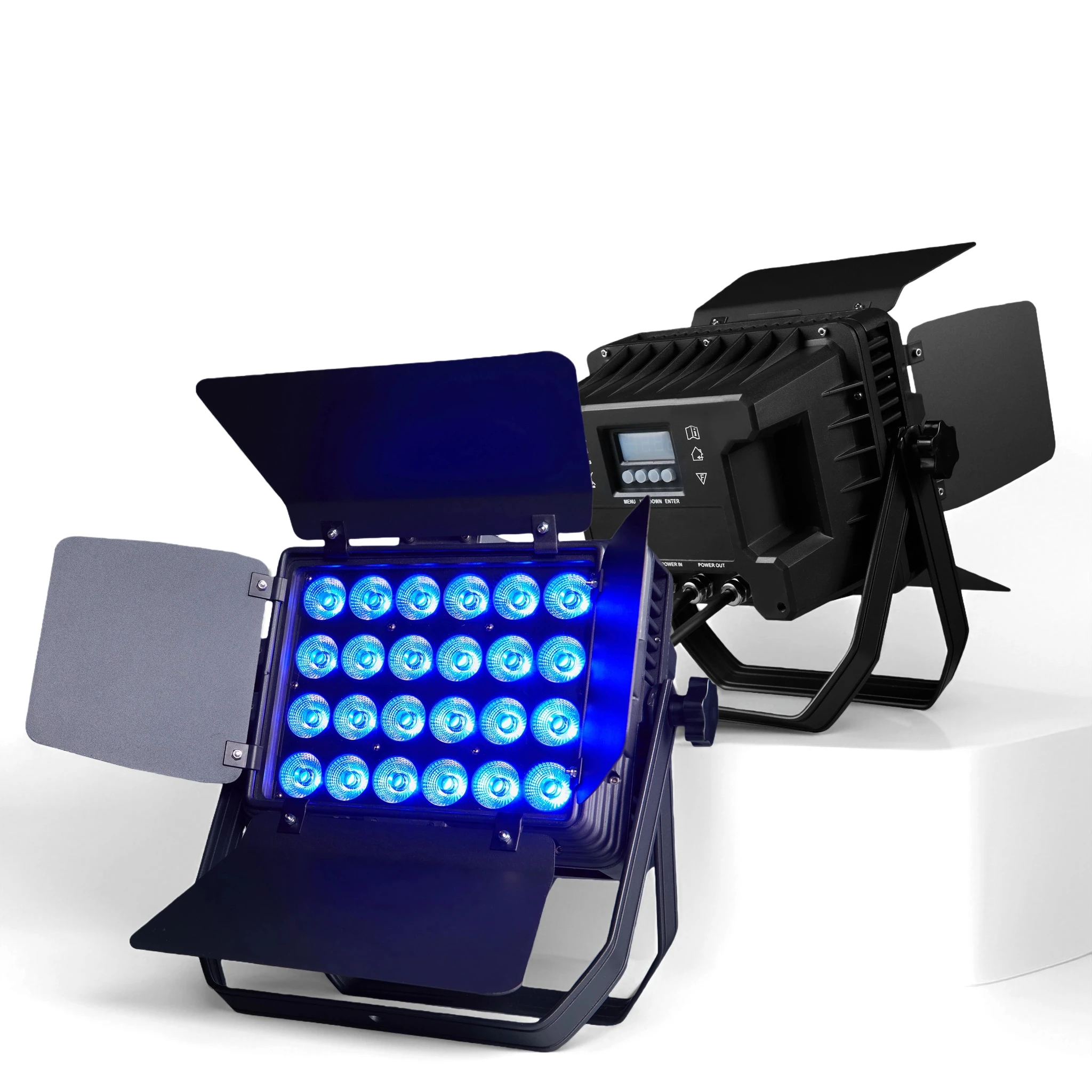 

New style 24x18W RGBWA UV 6in1 ip65 waterproof disco decor wall wash LED lights with barn door DJ strobe stage effects