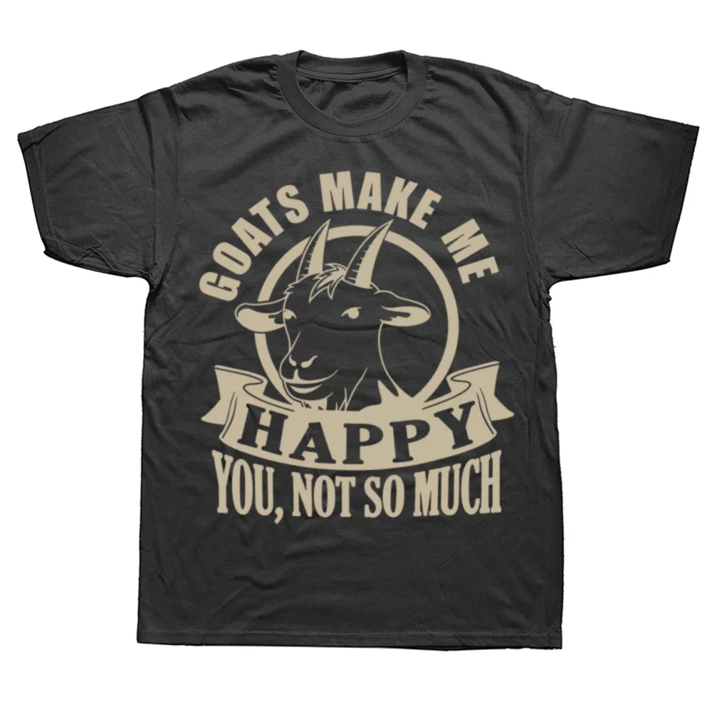 Goats Make Me Happy Funny Animals Retro Vintage Goat Lover T Shirt Graphic Cotton Streetwear Short Sleeve Birthday Gifts T-shirt