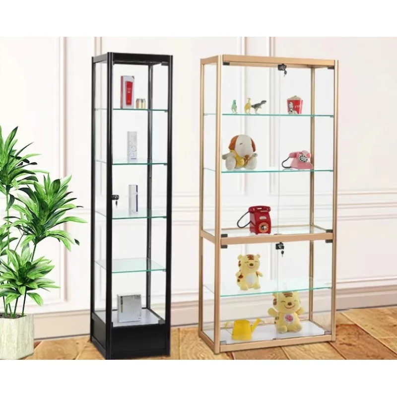 custom，Normal Wooden Display Shelves Aluminum Glass Showcase For Arts Materials