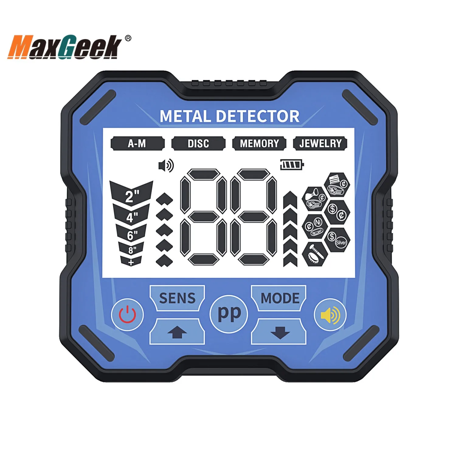 Maxgeek GT928 Профессиональный подземный металлоискатель Водонепроницаемый детектор сокровищ для уличной редкой металлической охоты
