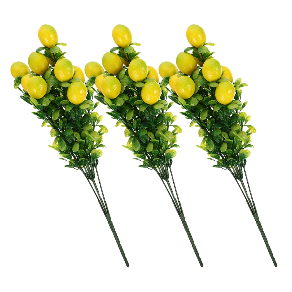

3 Pcs Artificial Lemon Branch Lemon Tree Branches with Leaves for Home Decor Kitchen Table CenterpiecesLemon Plants