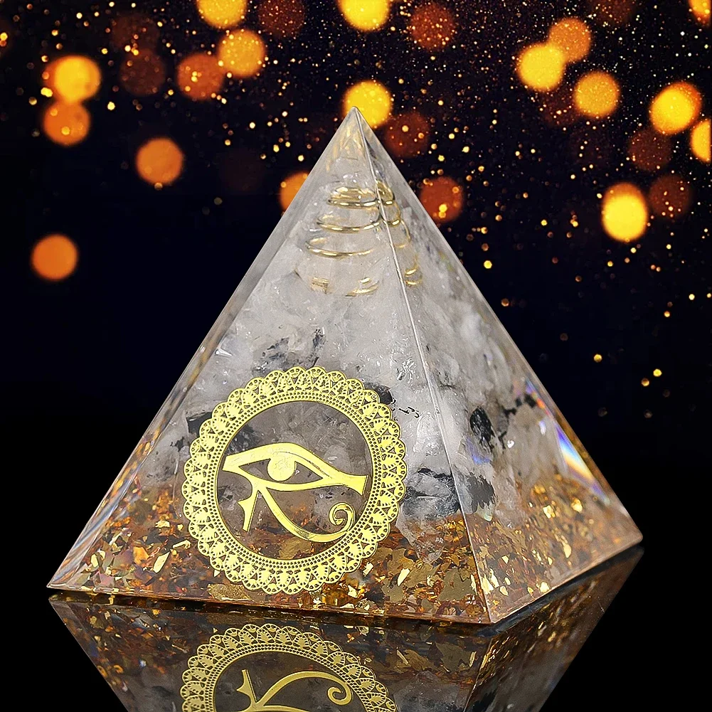 Orgone Crystal Stone Pyramid Eye of Horus Positive Energy Orgonite Healing Crystal Reiki Chakra Meditation Lucky Home Decor