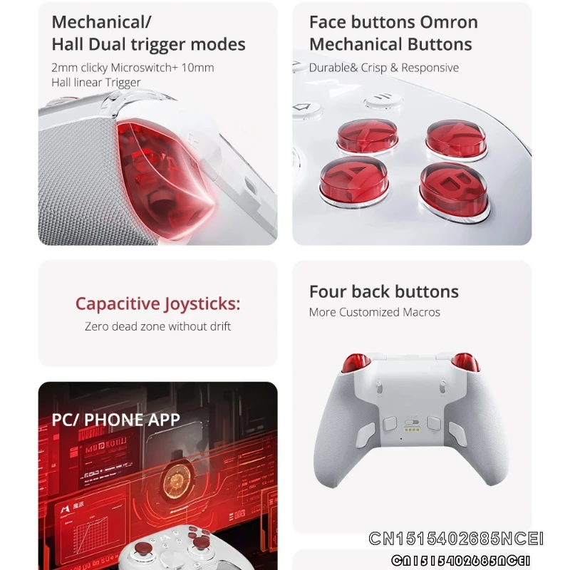 Zuno Mobapad HuBen2 controlador de juego inalámbrico Bluetooth HD Rumble Joystick Gamepads para interruptor PC Hall gatillo botón mecánico