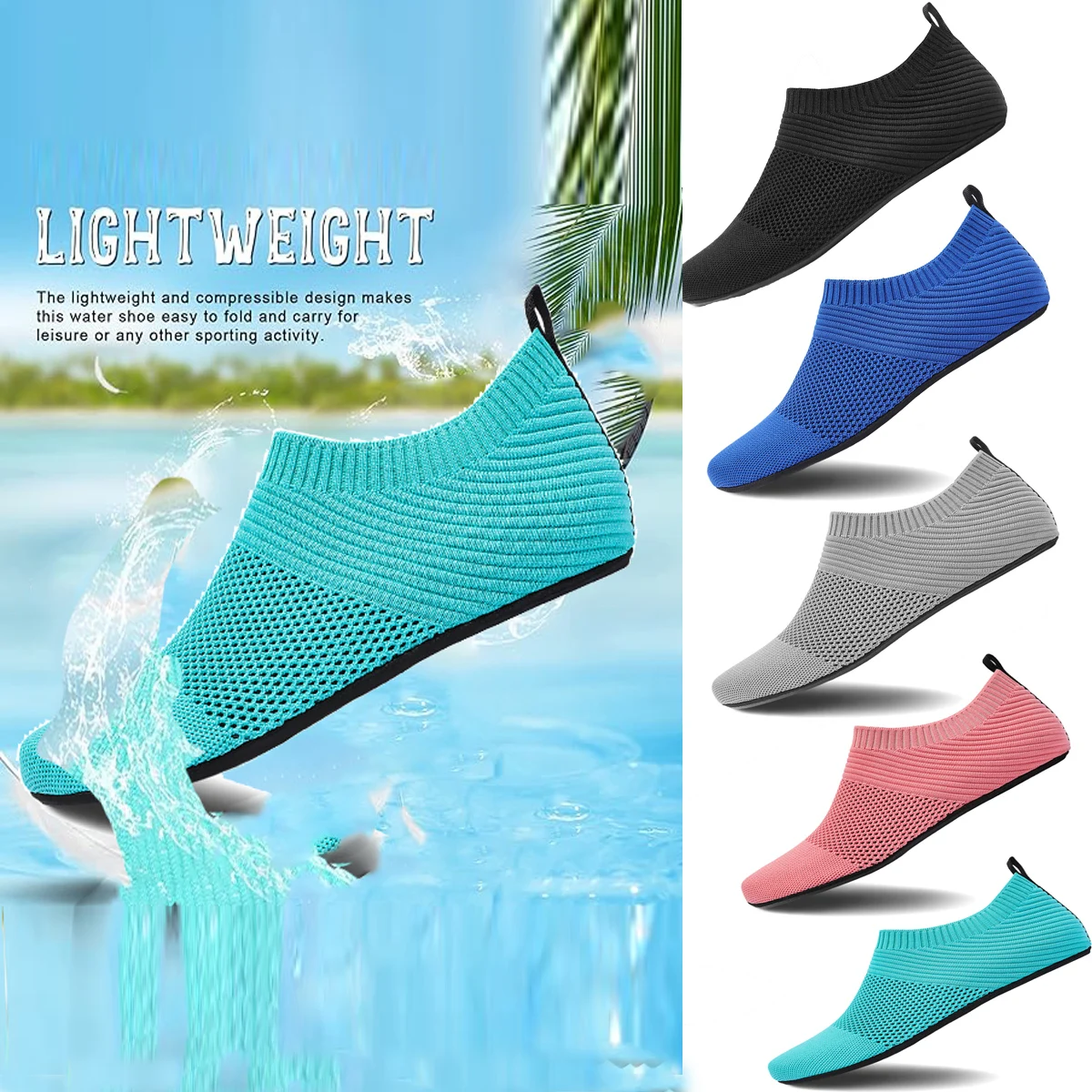 Water Shoes for Womens Mens Barefoot Quick-Dry Aqua Socks for Beach Swim Surf Yoga Exercise New Translucent Color Soles