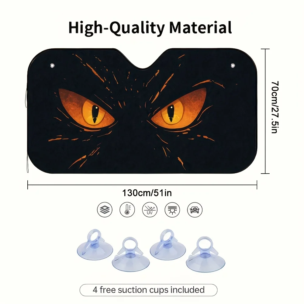1pc Fiery Watcher Eyes Car Sun Visor, Blocks Sunlight, Keeps The Car Cool And Comfortable, Ideal For Family Outings And Daily Co
