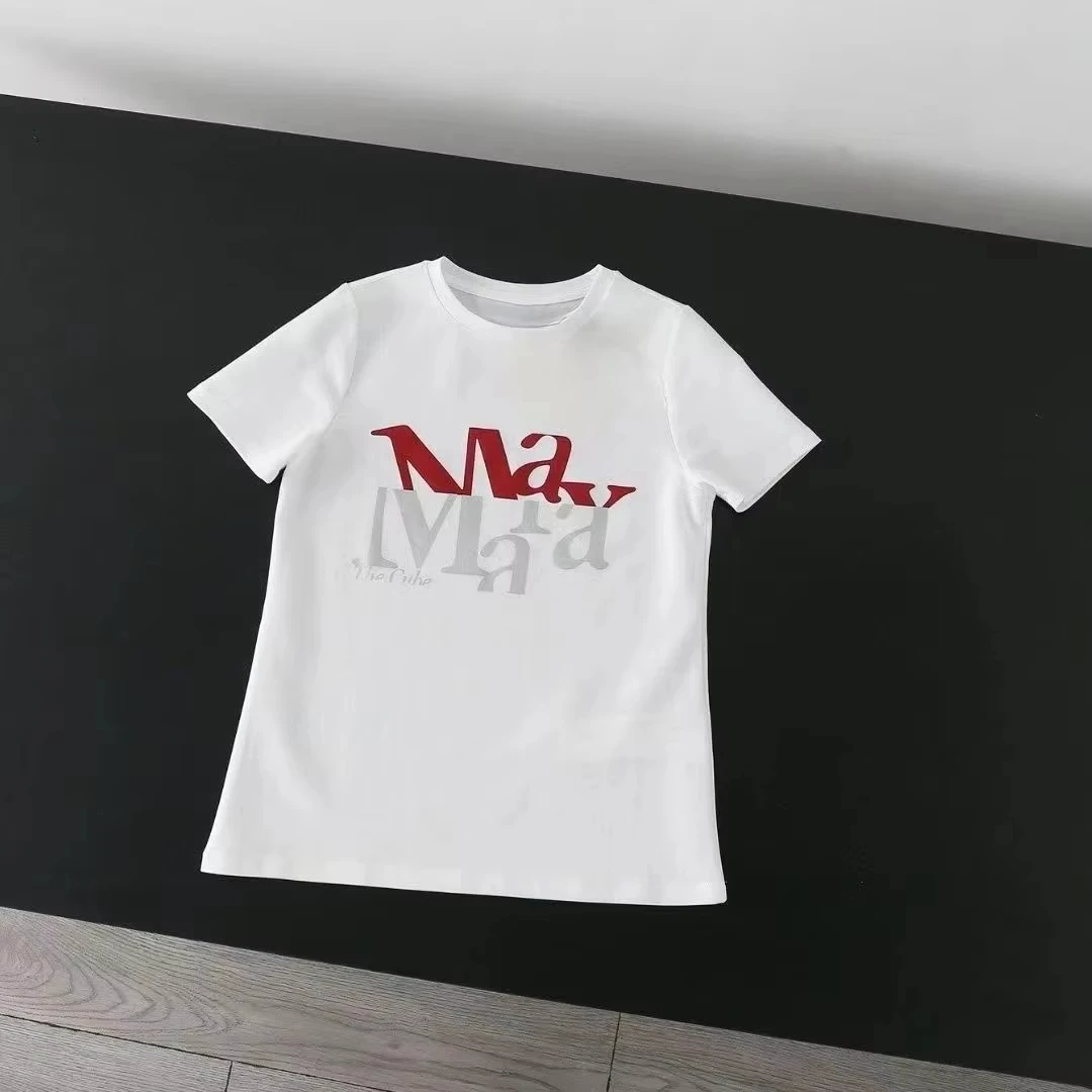 Лето 2024, женские хлопковые футболки с буквенным принтом, роскошная футболка с графическим рисунком, футболка высокого качества, модные брендовые повседневные топы