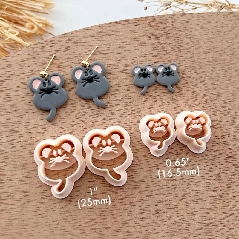 1 Para Szop Mysz Polymer Clay Cutter Cartton Animal Ceramic Pottery Clay dla DIY Kolczyk Biżuteria Wisiorek Ręczne cięcie Die — zdjęcie 4