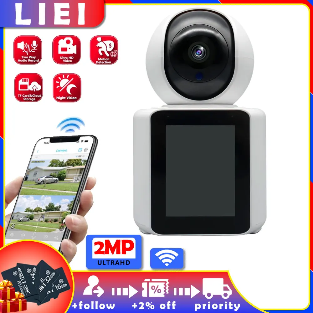 

2MP LIEI WIFI Surveillance Camera 1080HD Dual screen Video call Two-way Voice Intercom IP Cameras AI Human Detect CCTV Camera