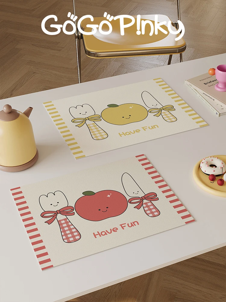 

Корейский милый мультяшный коврик для дома, водонепроницаемый, термостойкий, для столешницы, под тарелки и миски, из кожи, с бесплатной доставкой