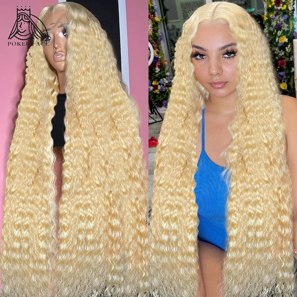 30 40 Inch 613 Honey Blonde Deep Wave Transparent 13x6 Lace Frontal Wig 250% Brazilian Deep Curly Lace Front Wigs For Women