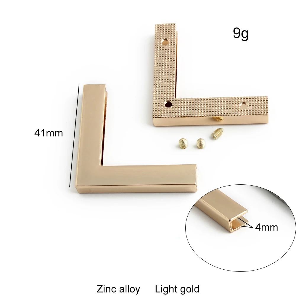 10/50/100PCS 41x41mm Metal Right Angle Edging Buckle Bags Corner Screws Clip Edges Protector For Scrapbook Handbag Accessories