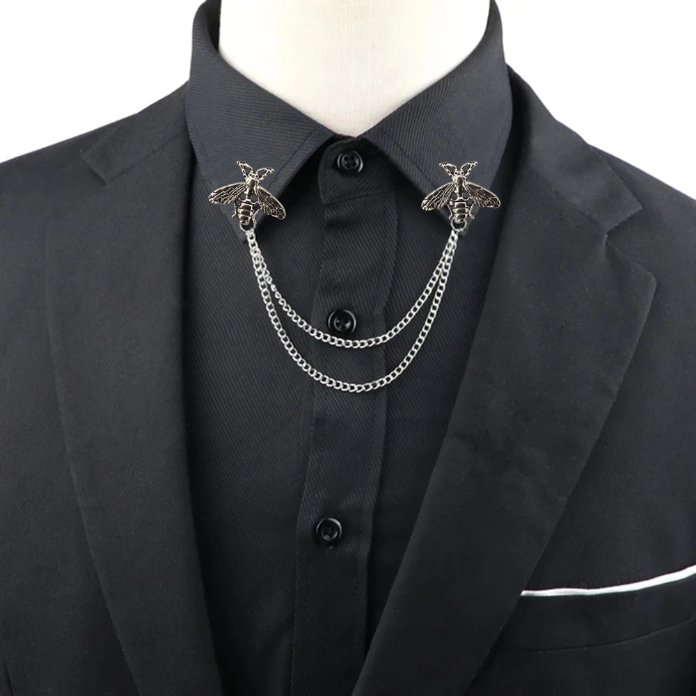 Luxury Vintage Bee Chain Brooch For Women Men Tassel Corsage Sleeve Chain Lady Jewelry Insect Pin Accessories Gifts Wholesale