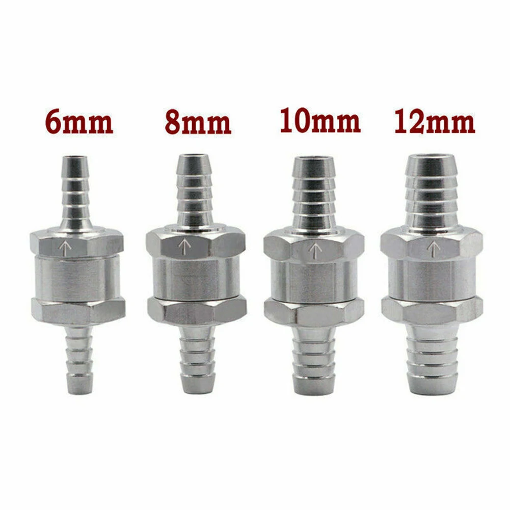 

High Quality Check Valve 12mm Air Water Pipe 6mm Aluminum Fuel Non Return Paraffin Oil/kerosene Silver Single Way