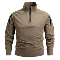 Men's Summer Work Shirt 1/4 Zipper Long Sleeve Shirt Outdoor Fishing Hiking Shirt Casual Pullover Wear resistant Men's Style