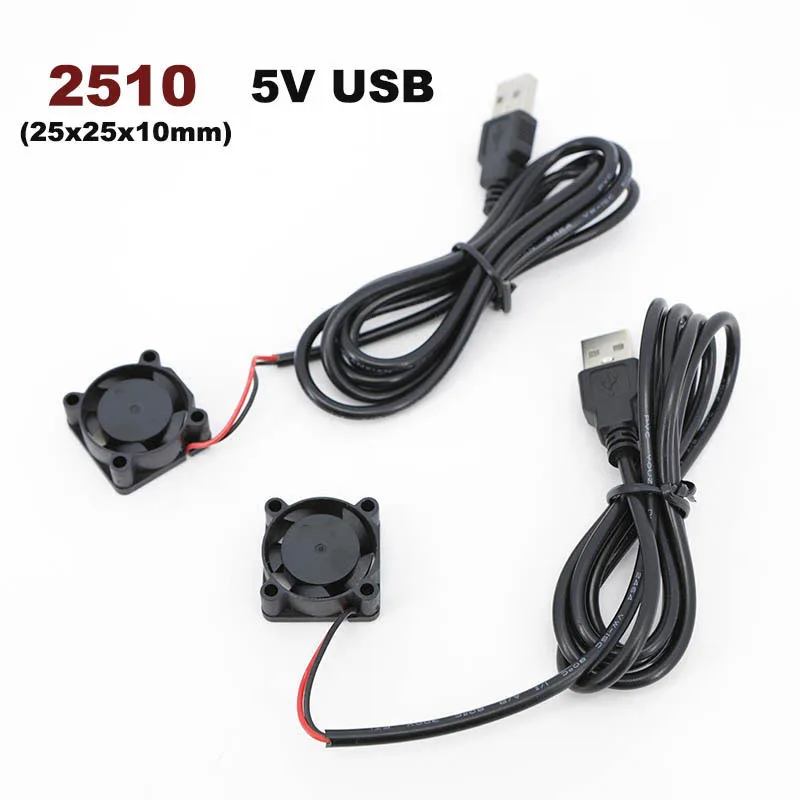 2.5cm DC 5V USB Fan 2510 PC Computer Case Cooler 25mm 5V Brushless Cooling Fans For Raspberry Radiator Ventilation Oil Bearing E