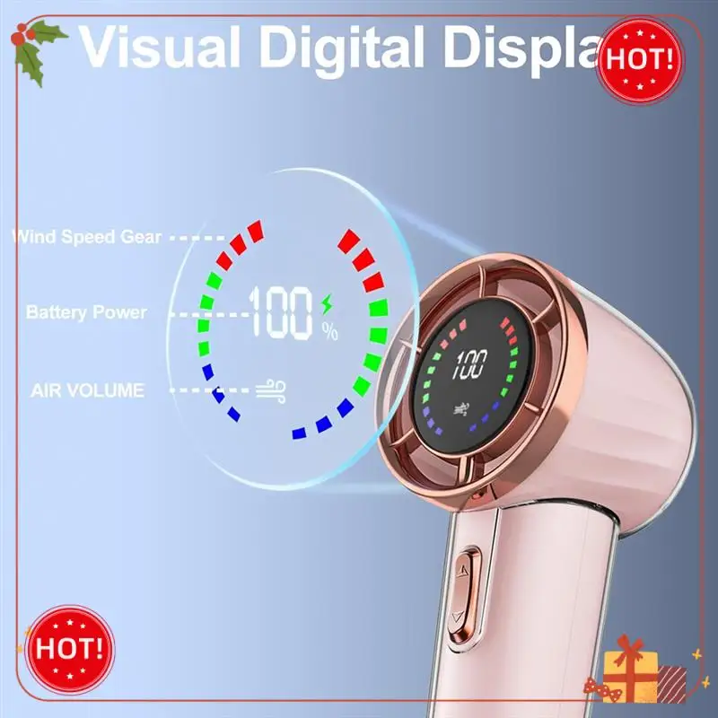 ABLE-Portable Handheld Fan, Speed(1-100) Adjustable Turbo Mini Fan, Rechargeable Portable Fan With Digital Display