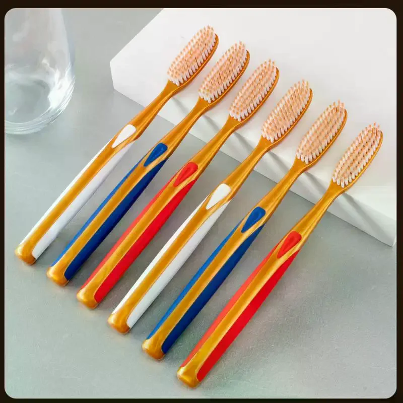 

6 шт., противоскользящая зубная щетка с широкой головкой и мягкой щетиной, с удлиненной U-образной насадкой