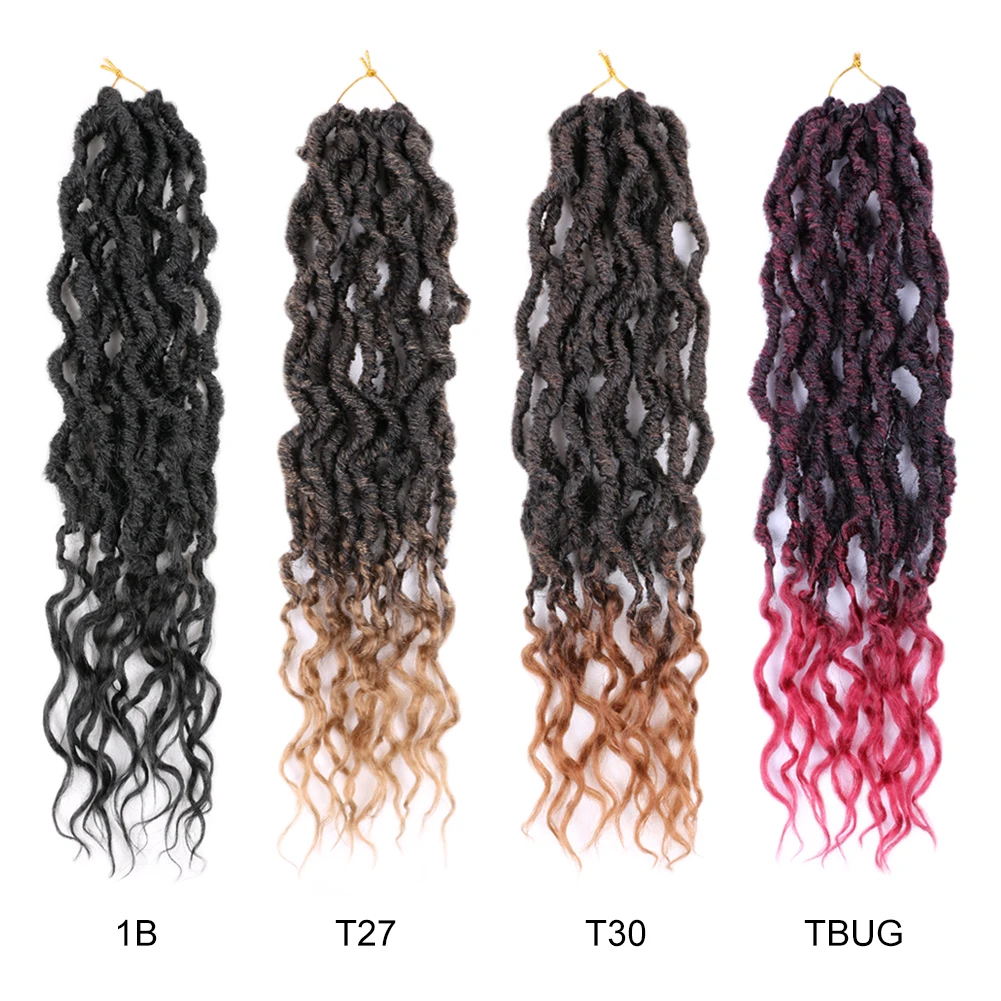 

Faux Locs Crochet Hair Curly New Goddess Locs Wavy Braiding Hair Pre-Looped Dreadlocks Synthetic Braids Extensions For Women