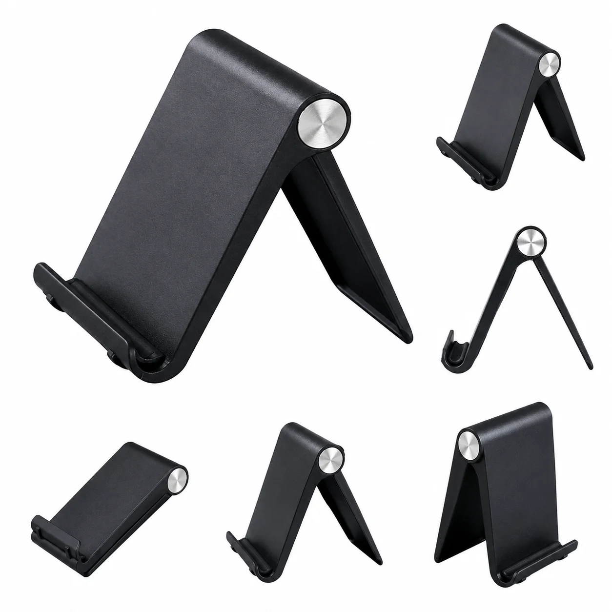 

Black Adjustable Desk Stand for iPad Tablets and Phones, Thick Case Compatible Stable Holder for Desk, Office, Kitchen Use
