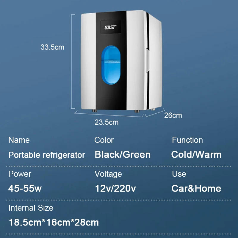 Pequeno Dual-Use Mini Carro Refrigerador, Refrigeração, Estudante Dormitório, Cosméticos, Casa, 10L