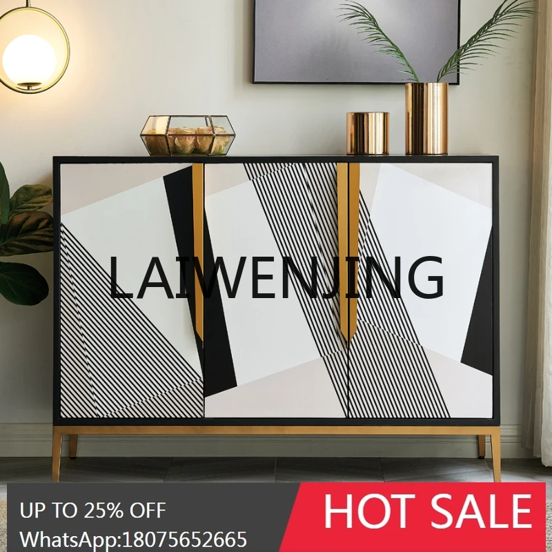 

RWJ American Light Luxury Entrance Cabinet Solid Wood Partition Sideboard Cabinet Complete Set