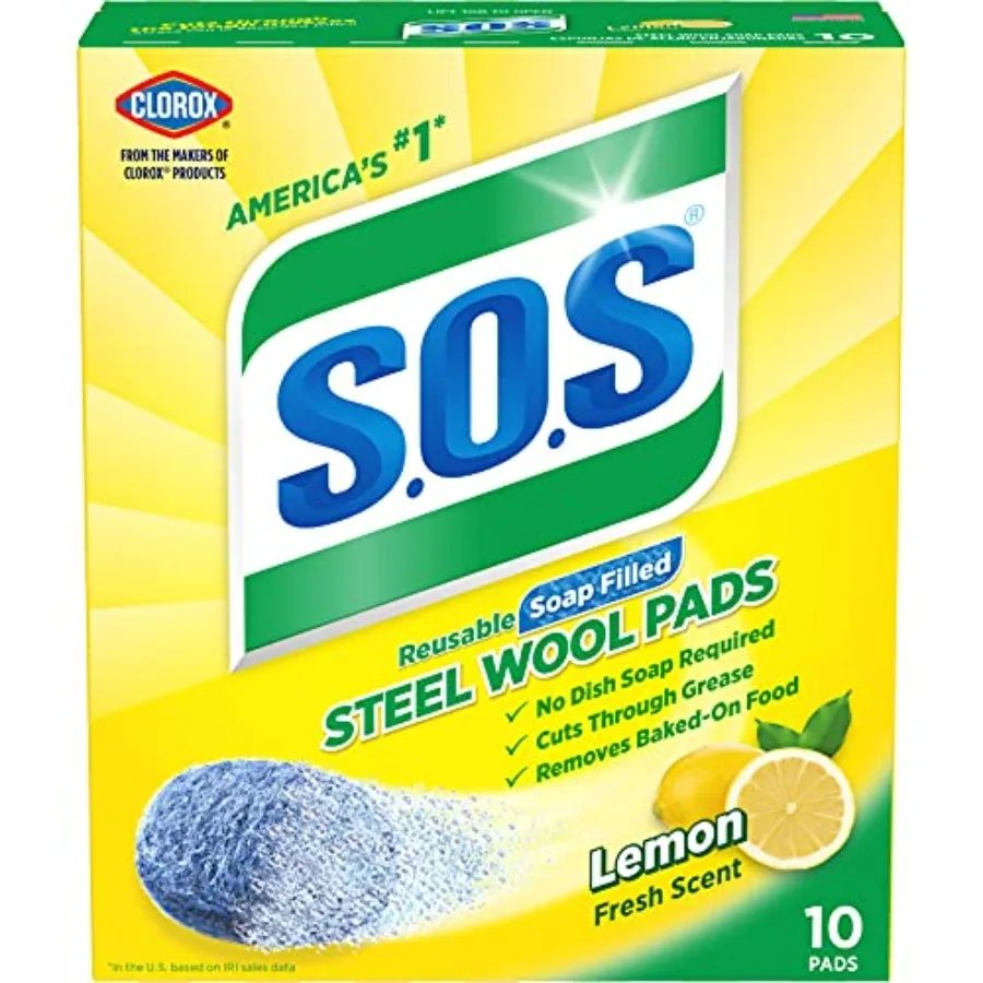 

S.O.S Steel Wool Soap Pads, Lemon Fresh, 10 Count