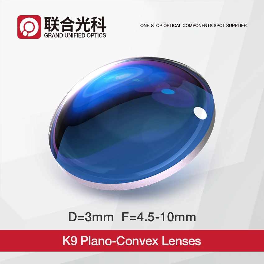 Factory Wholesale D3mm K9 optical glass plano convex lens VIS NIR SWIR AR Coating optical lens