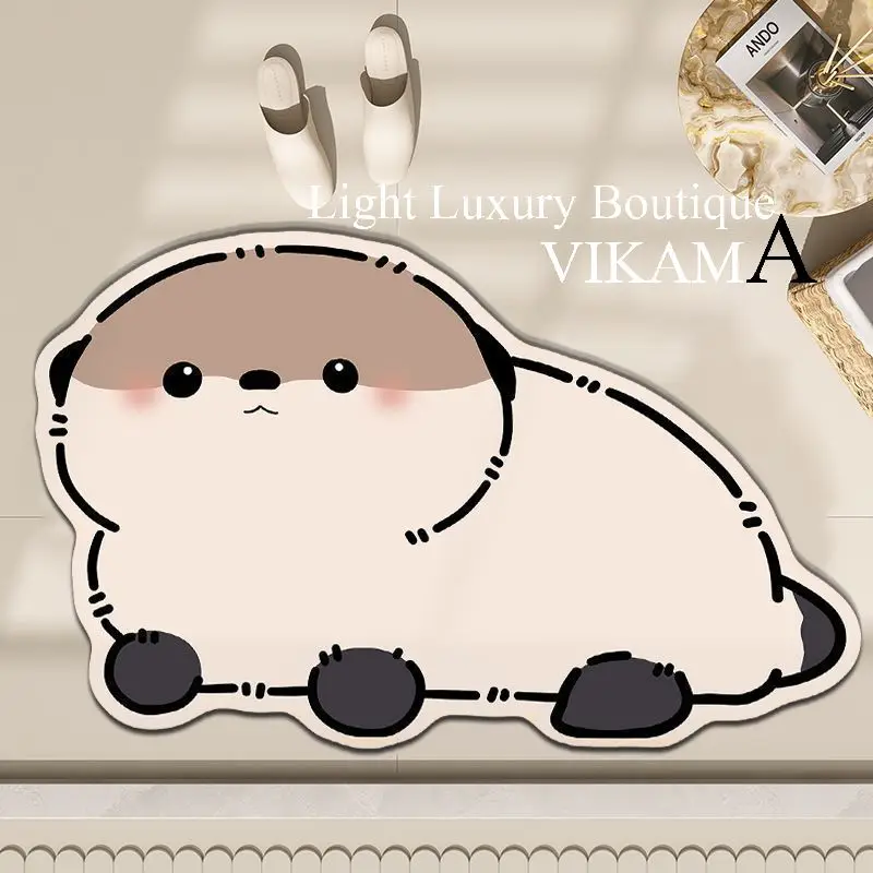 VIKAMA Cartoon Pet PVC Diatomite Water-absorbent Carpet Kitchen Bathroom Entrance Non-slip Floor Mat Household Washable Rug