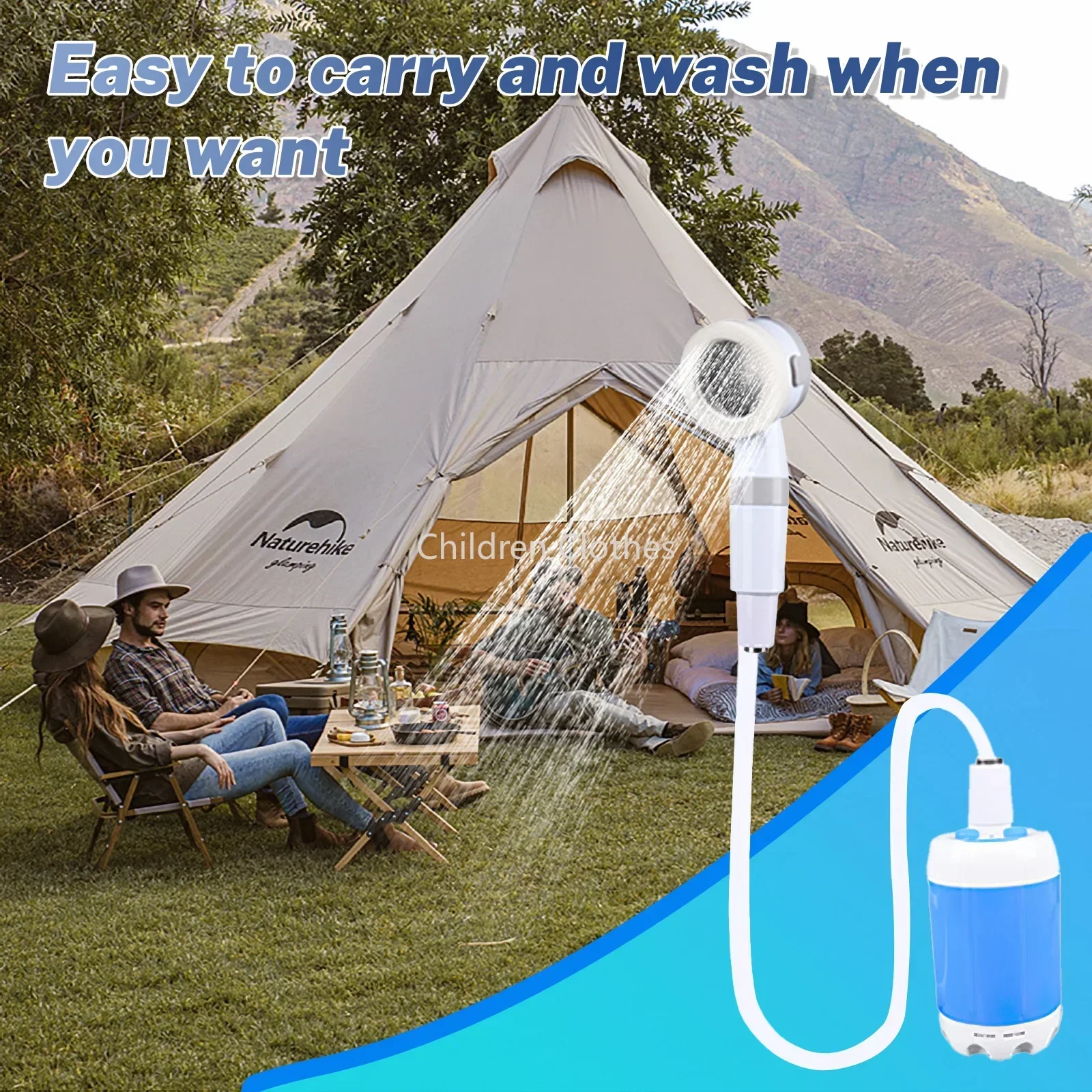 مجموعة دش محمول خارجي مع خرطوم ، دش محمول باليد ، دش مخيم ، المشي لمسافات طويلة ، السفر ، الظهر ، البستنة ، سقي النباتات