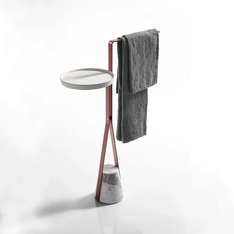 Modern outdoor stainless steel marble towel rack, bathroom non-punching floor rack