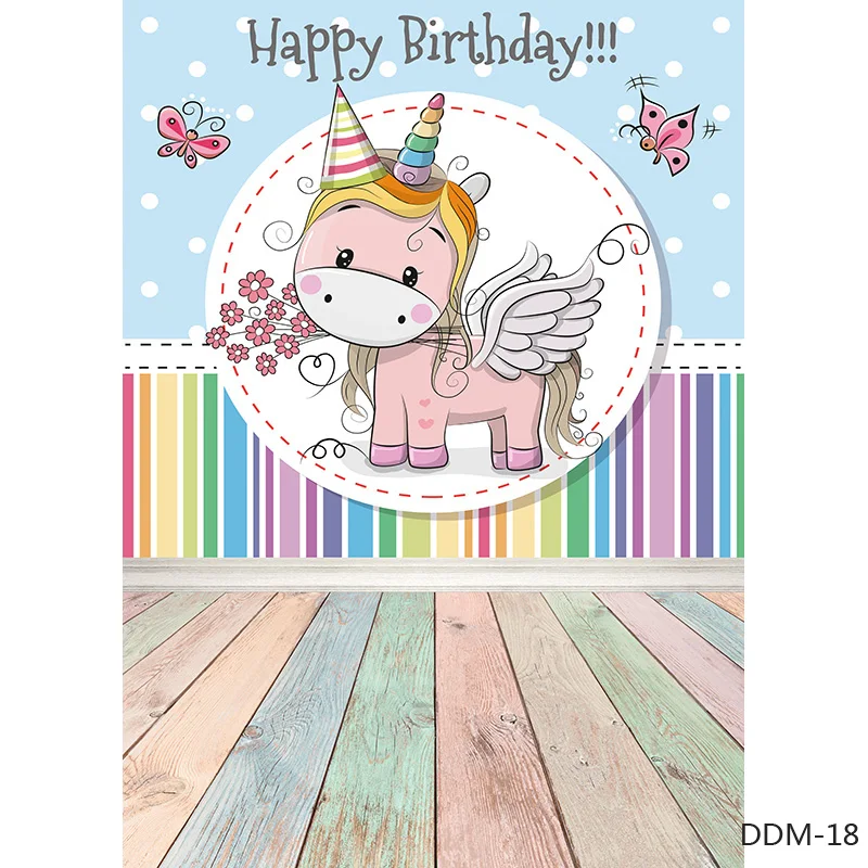 Vinyl Unicorn Birthday Photography Backdrops Newborn Baby Photo Background Studio Photocalls Props 210605-03