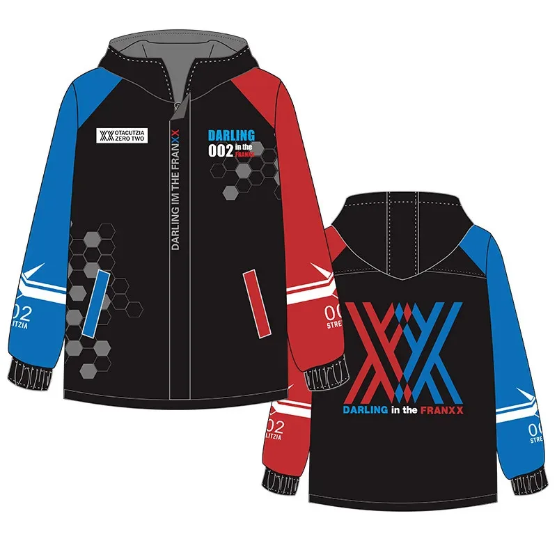 ليلي 123 حبيبي في فرانكس صفر اثنين 02 سترة قلنسوة بسحاب كم طويل معطف مقنع أنيمي القمم تأثيري حلي معاطف ورأس