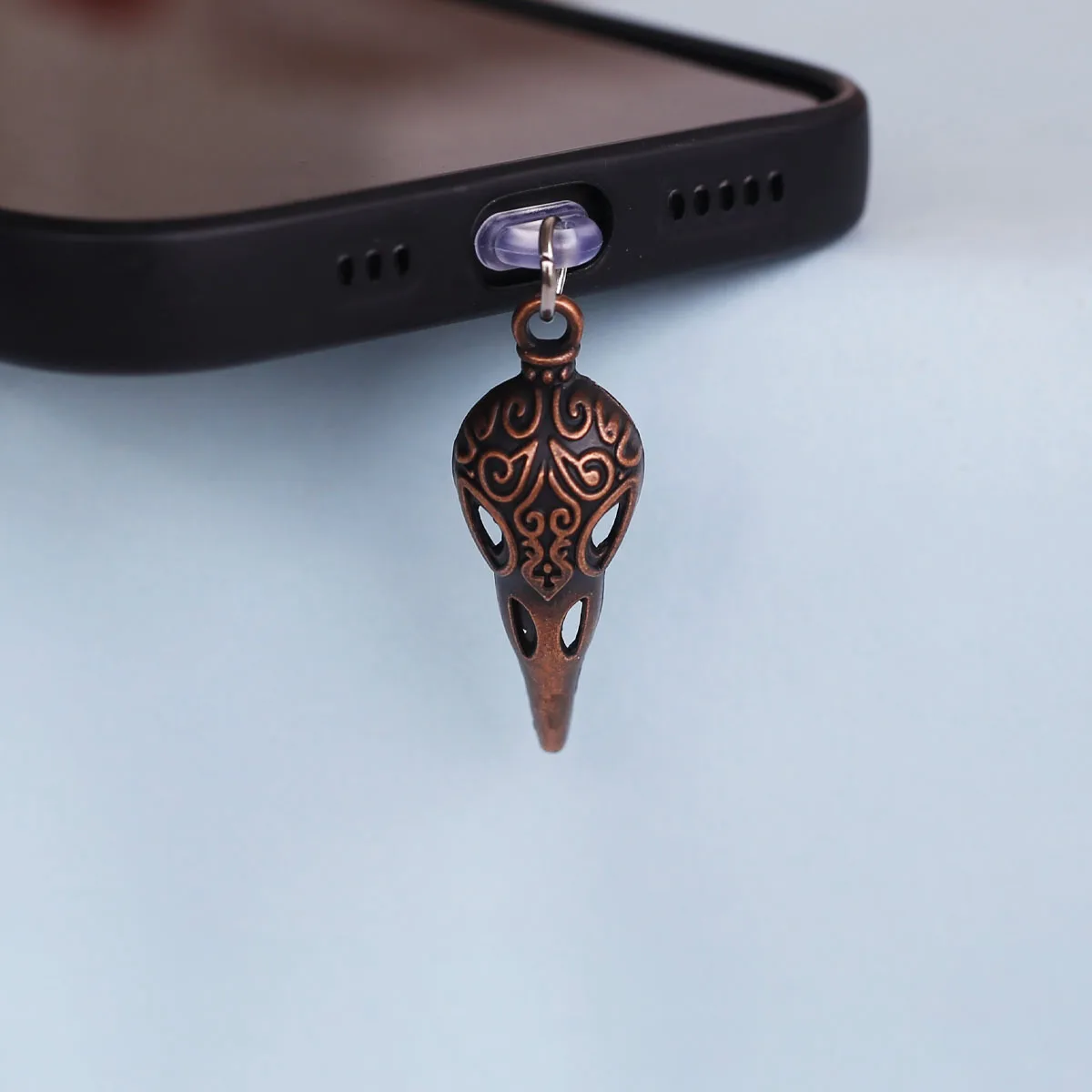 Handy Staub Stecker Anhänger Zubehör Skeleton Vogel Kopf Dekoration Für Iphone Typ-c Port Staub Stecker Anti verlust Seil geschenk – Detail 4