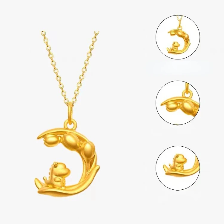 Fashion Cute Pendant Gold 14K Necklace Thick Yellow Gold O Link Chain Necklace for Women Jewelry Gifts