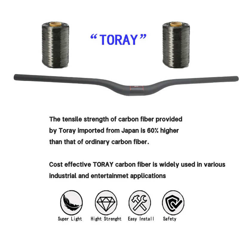 T800 Robuster 3K MTB Vollcarbon-Lenker 35mm 600-800mm Mountainbike Flachlenker Fahrradrahmenteile – Detail 2