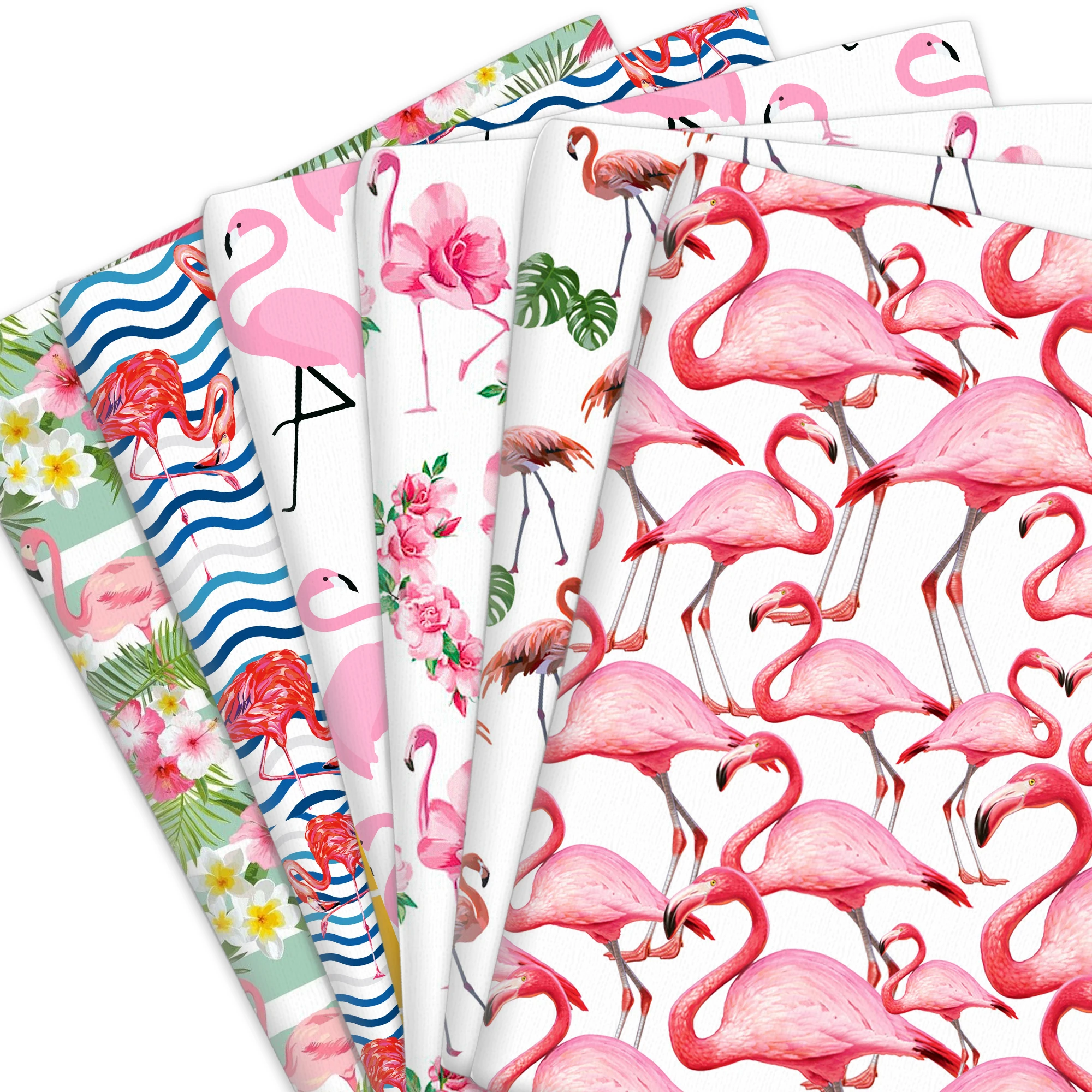 50*145cm Plant Flamingo Bird Polyester/100% Pure Cotton 4 ways stretch Knit Material Fabrics DIY Tissue Sewing Quilting Cloth