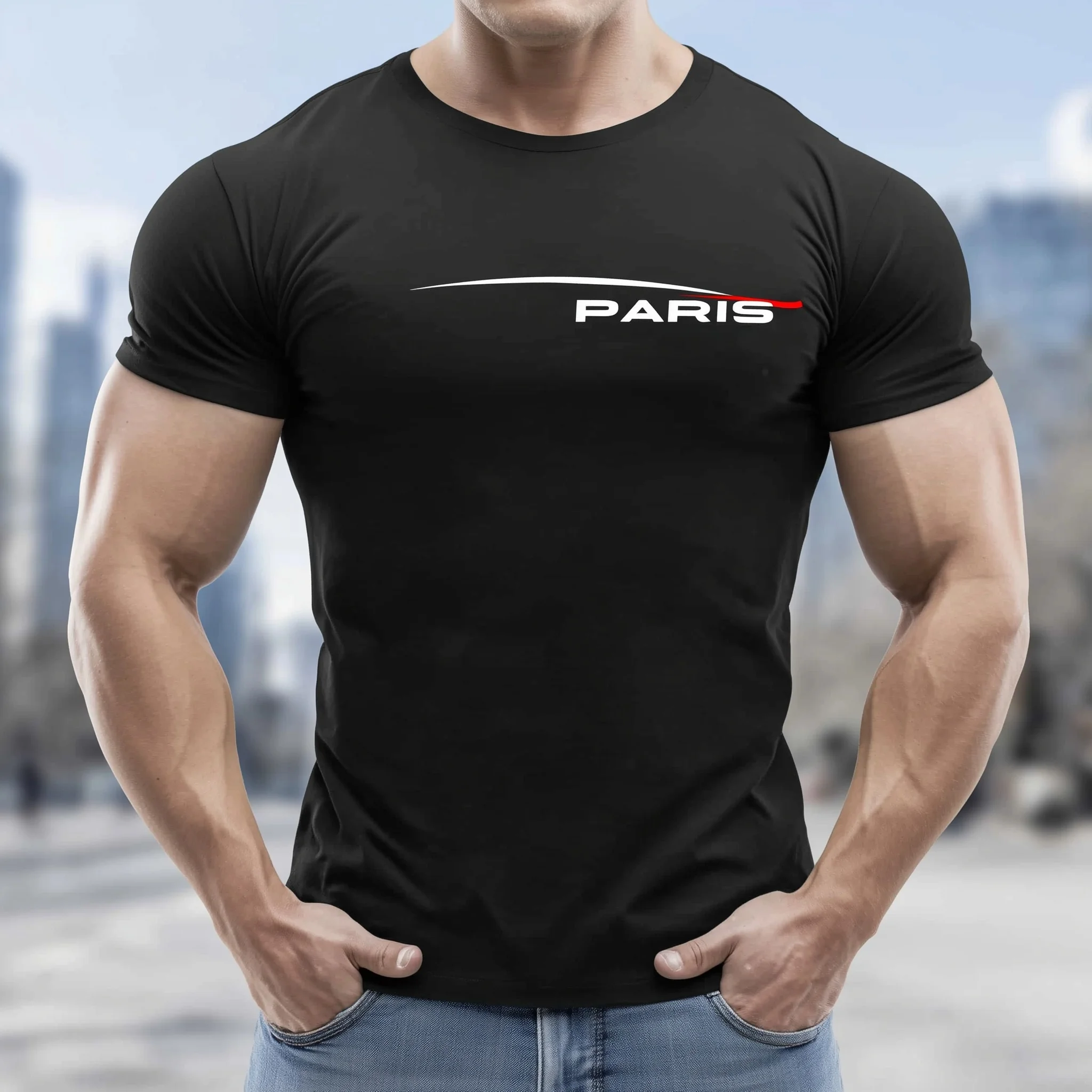 

Teevo Men's Slim Fit T-Shirt with Cityscape Text Print for Casual Wear