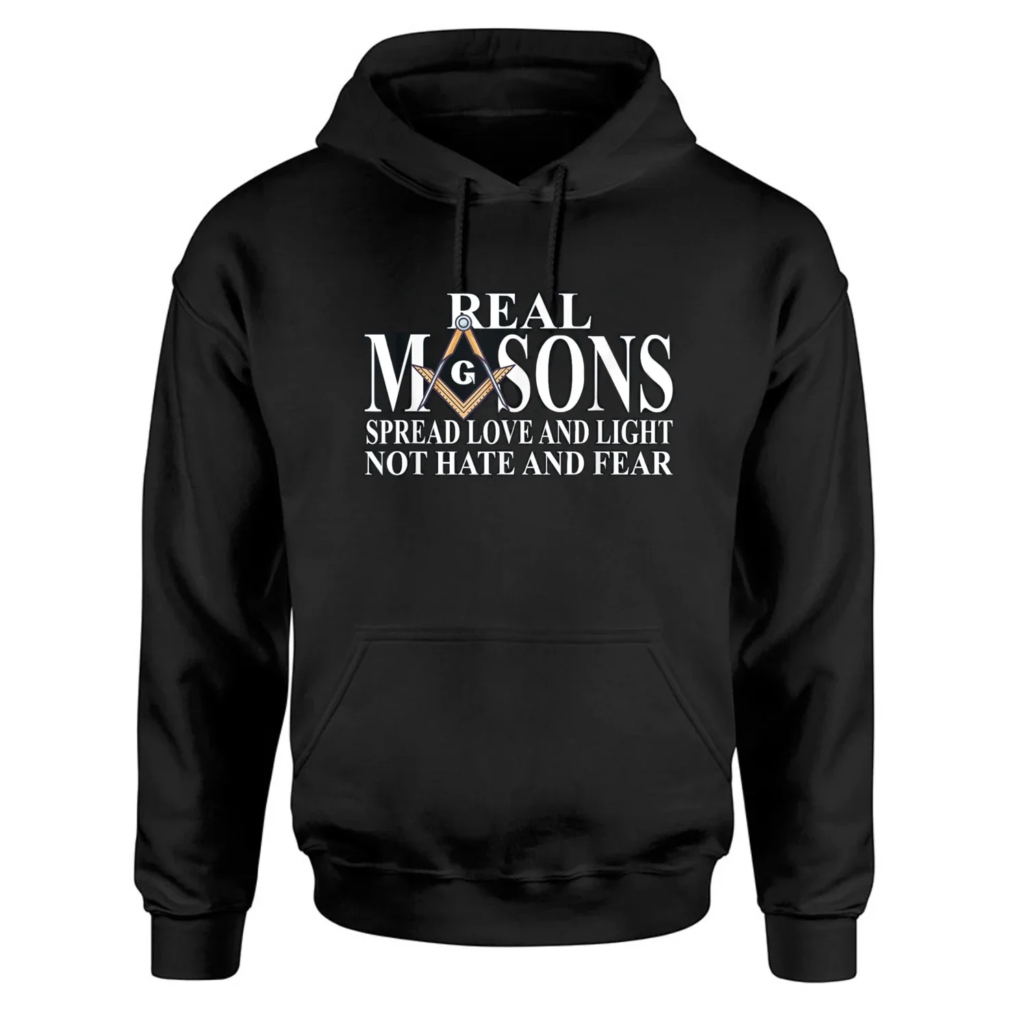 Real Masons Spread Love and Light, Freemason Masonic Pullover Hoodie Comfortable Cotton Casual Mens Sweatshirt Streetwear