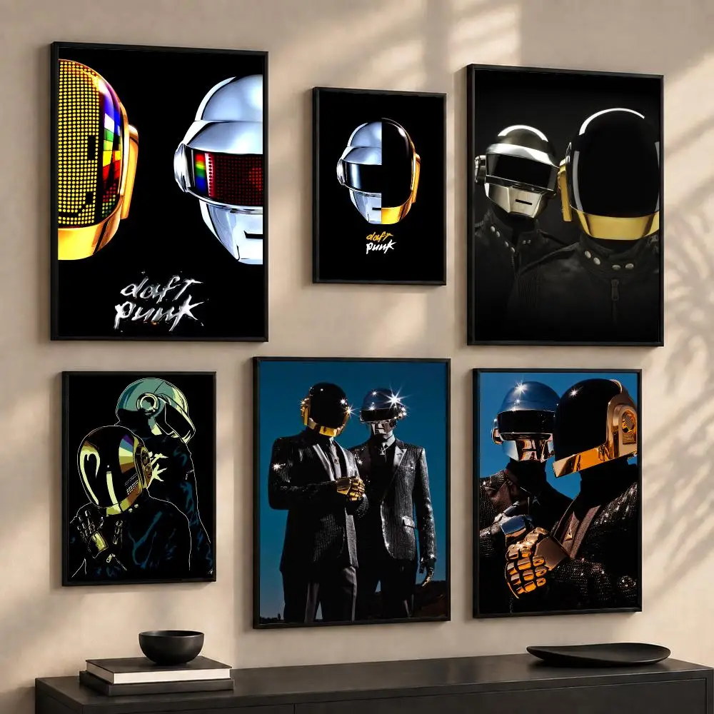 Electronic Music Duo D-Daft P-Punk Painting Calligraphy Canvas Wall Art Prints for Living Room Bedroom Home Decor Gift