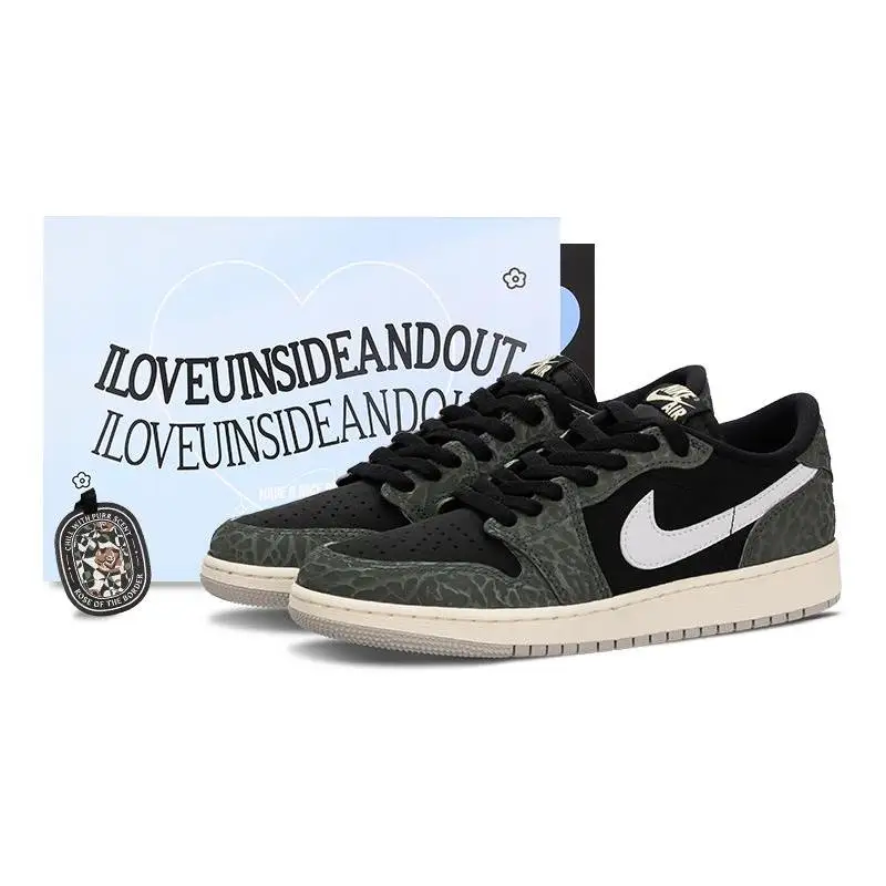 【Customize】Air Jordan 1 Vintage Basketball Shoes Men Low-top Black/white/green Sneakers shoes CZ0790-001