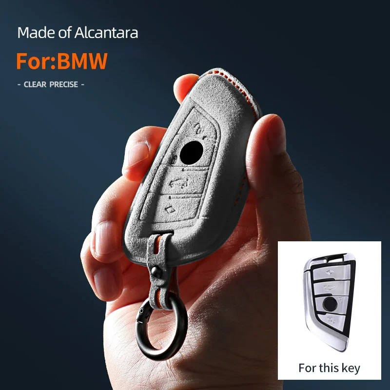 

Alcantara Car Key Case Cover Shell For BMW X1 X3 X5 X6 X7 1 3 5 6 7 Series G20 G30 G11 F15 F16 G01 G02 F48