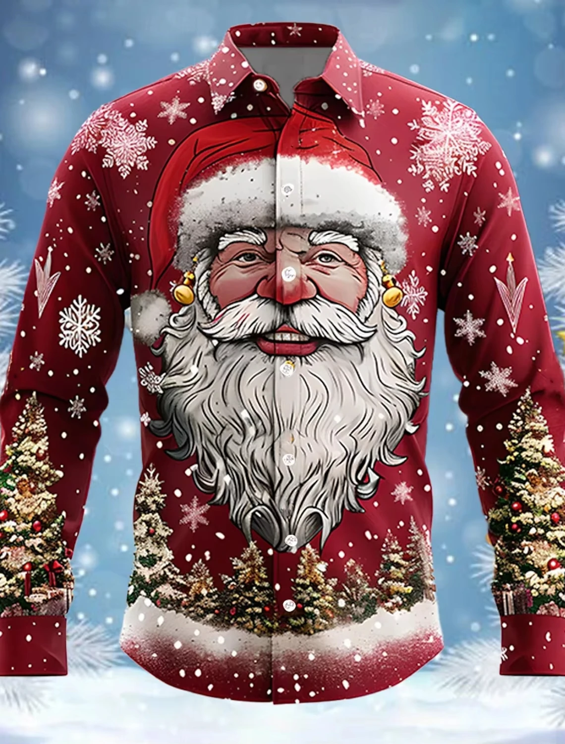 

Мужская праздничная рубашка с лацканами с принтом Санта-Клауса 2025 года, повседневный модный топ с длинными рукавами, лучший новогодний подарок на выбор