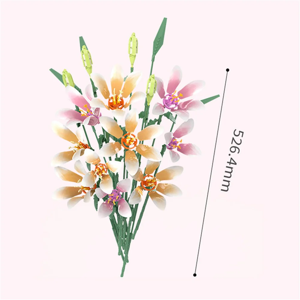 MOC Fomantic Lily Plant Flower Building Blocks Set Simulation Bouquet Home Display Decor Toys Gift For Children Birthday Gifts