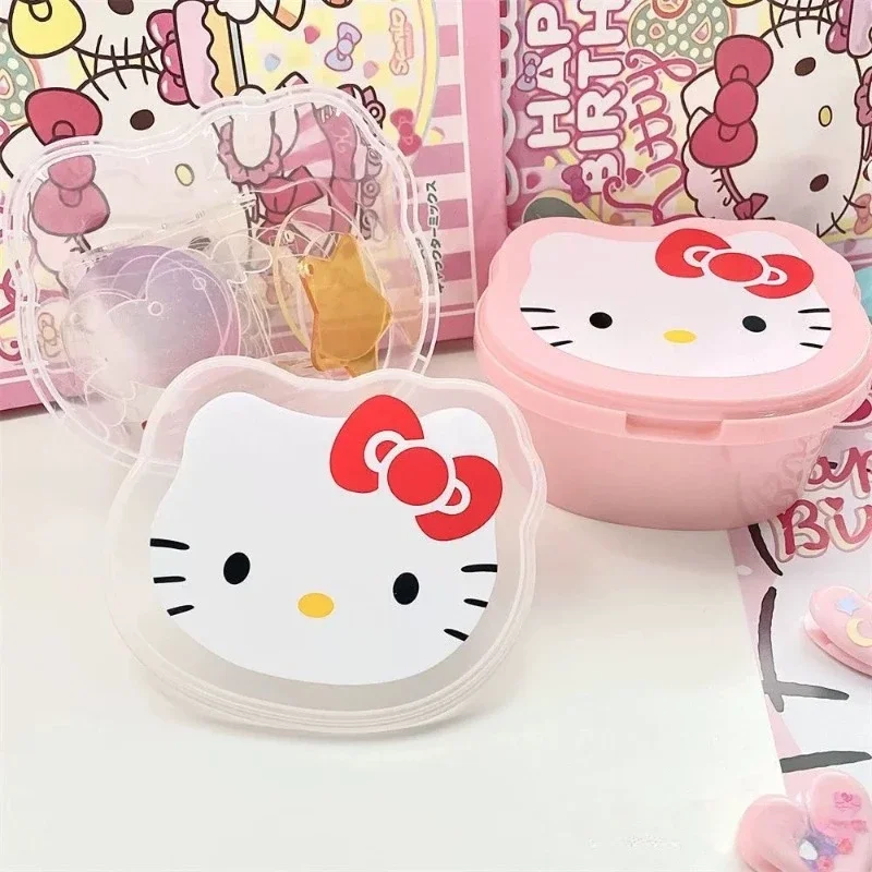 Sanrio Cute HelloKittys Storage Box Girls Rubber Band Cotton fioc cancelleria Daily Desktop Storage Boxs regali creativi per studenti