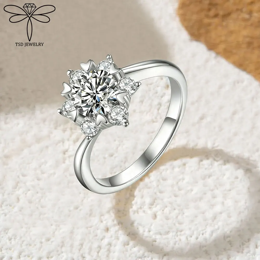 

1 карат VVS1 муассанит стерлингового серебра 925 пробы обручальное кольцо романтический сверкающий бриллиант вечность обещание ювелирные изделия на день Святого Валентина